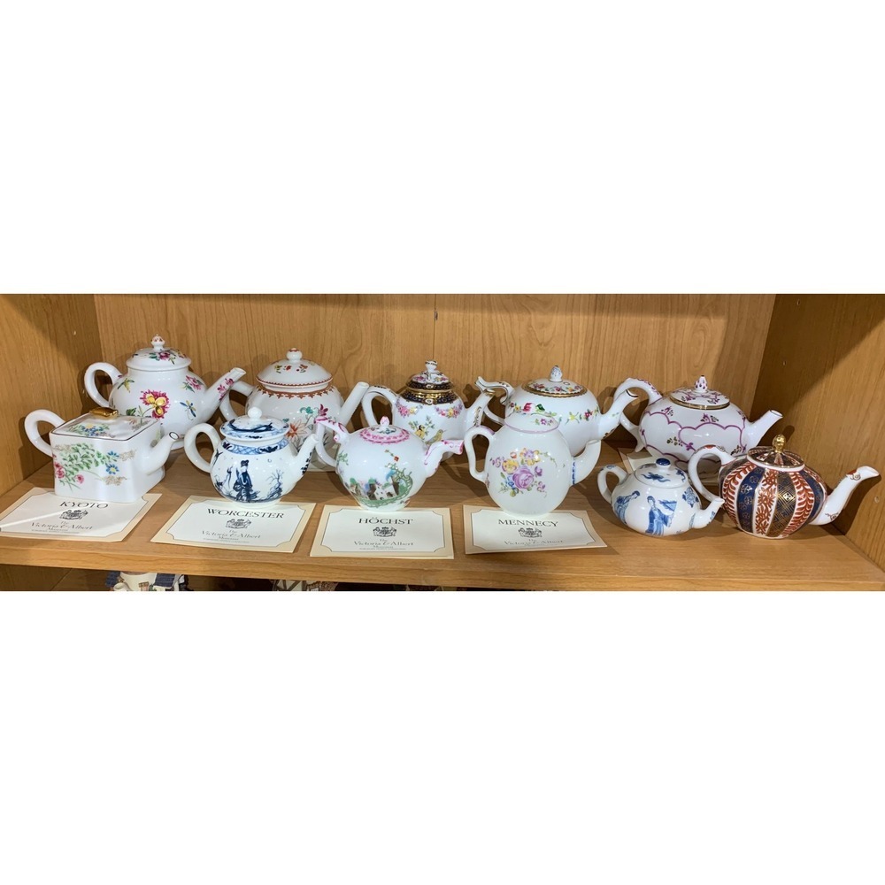 Franklin Mint Rare Porcelain Teapot Cottage French Country Minimalist Luxe 11 pc